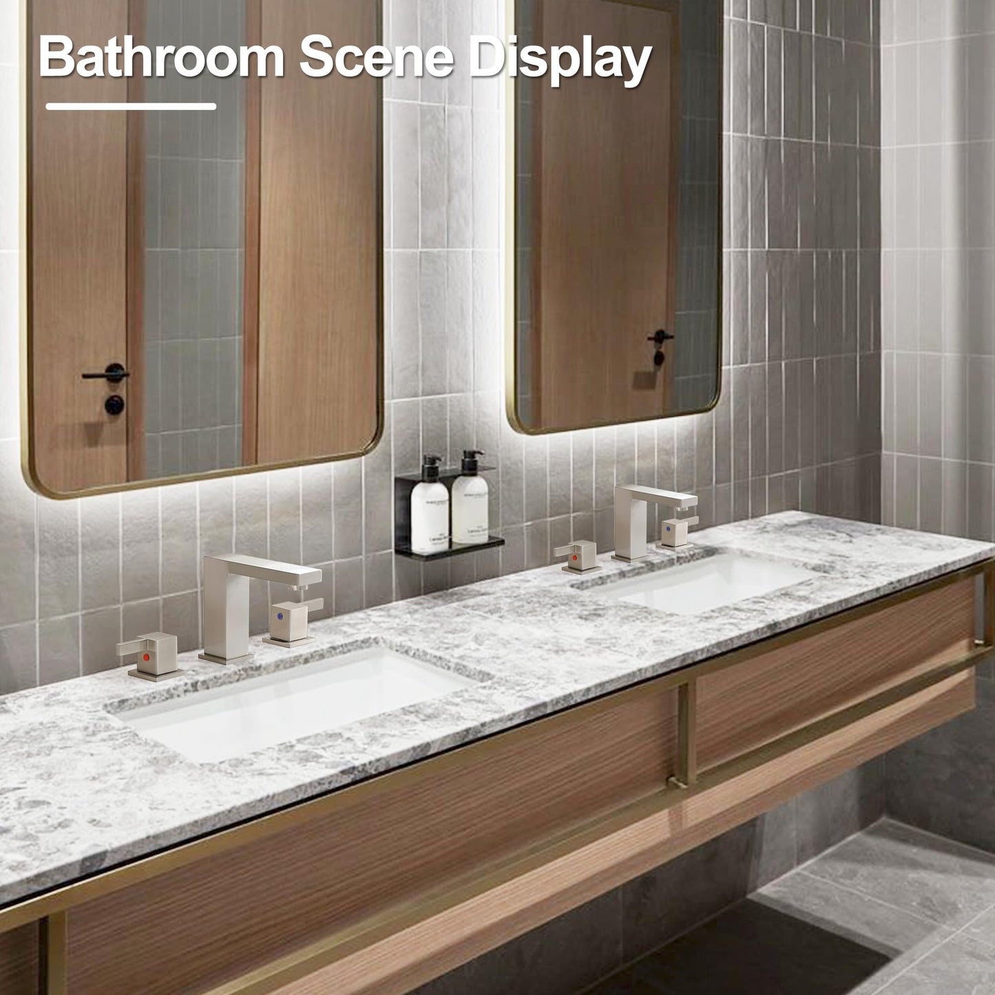 Thaliaha 8 Inch Widespread Bathroom Faucet 3 Hole, 2 Handle Brushed Nickel Vanity Sink Faucet for Lavatory, Washbasin, Vanity, Commercial, with Deck, Pop-up Drain and cUPC Supply Hoses