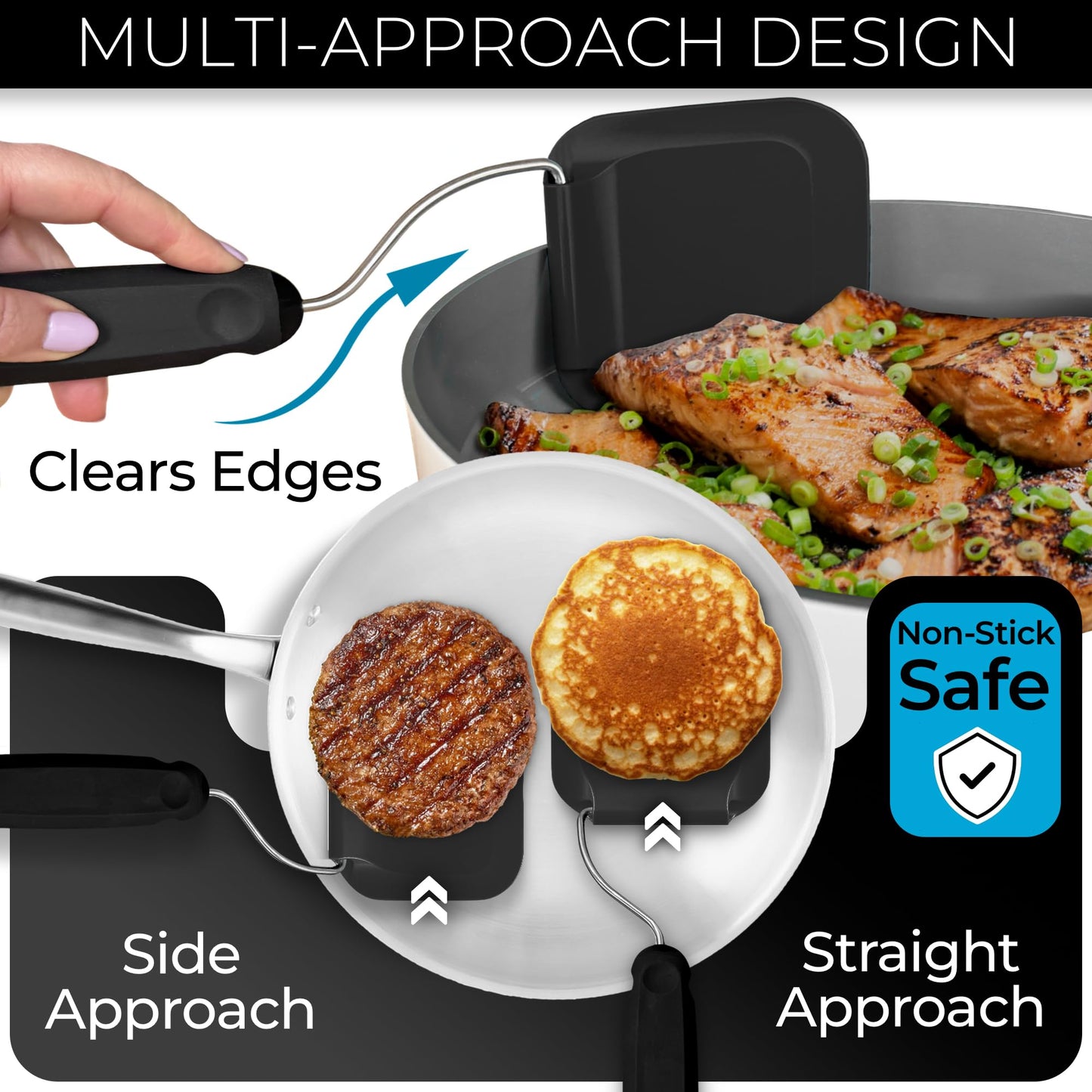 Blue Bosti Adjustable Angle Spatula - New PPSU material - Turner and Flipper for Eggs, Pancakes, Burgers - Swappable Spatula Heads - Thin, Heat Resistant - Non-Stick Cookware Safe