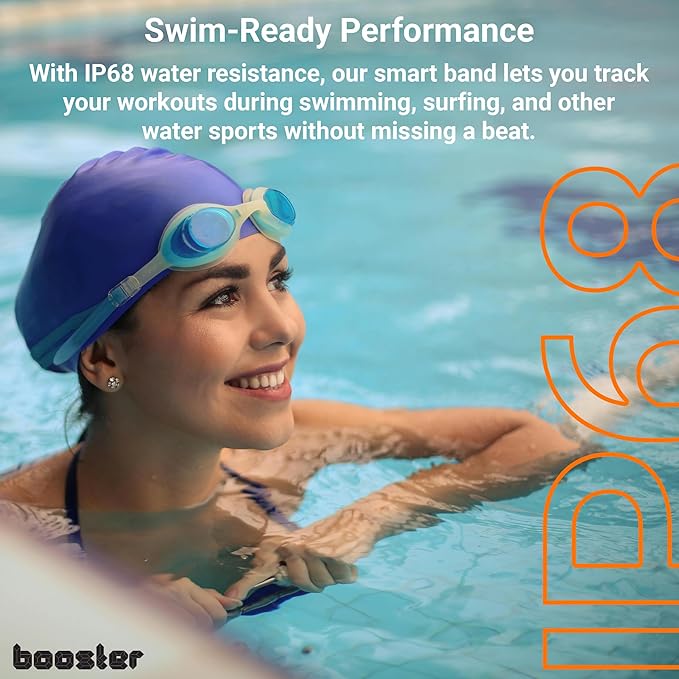 Booster Smart Bracelet, Wearable Activity & Fitness Tracker Band, 24H Sleep Tracker, All-Day Continuous Heart Rate Blood Pressure Stress HRV Monitor, 120+ Sport Modes Smart Wristband, Silicone Navy