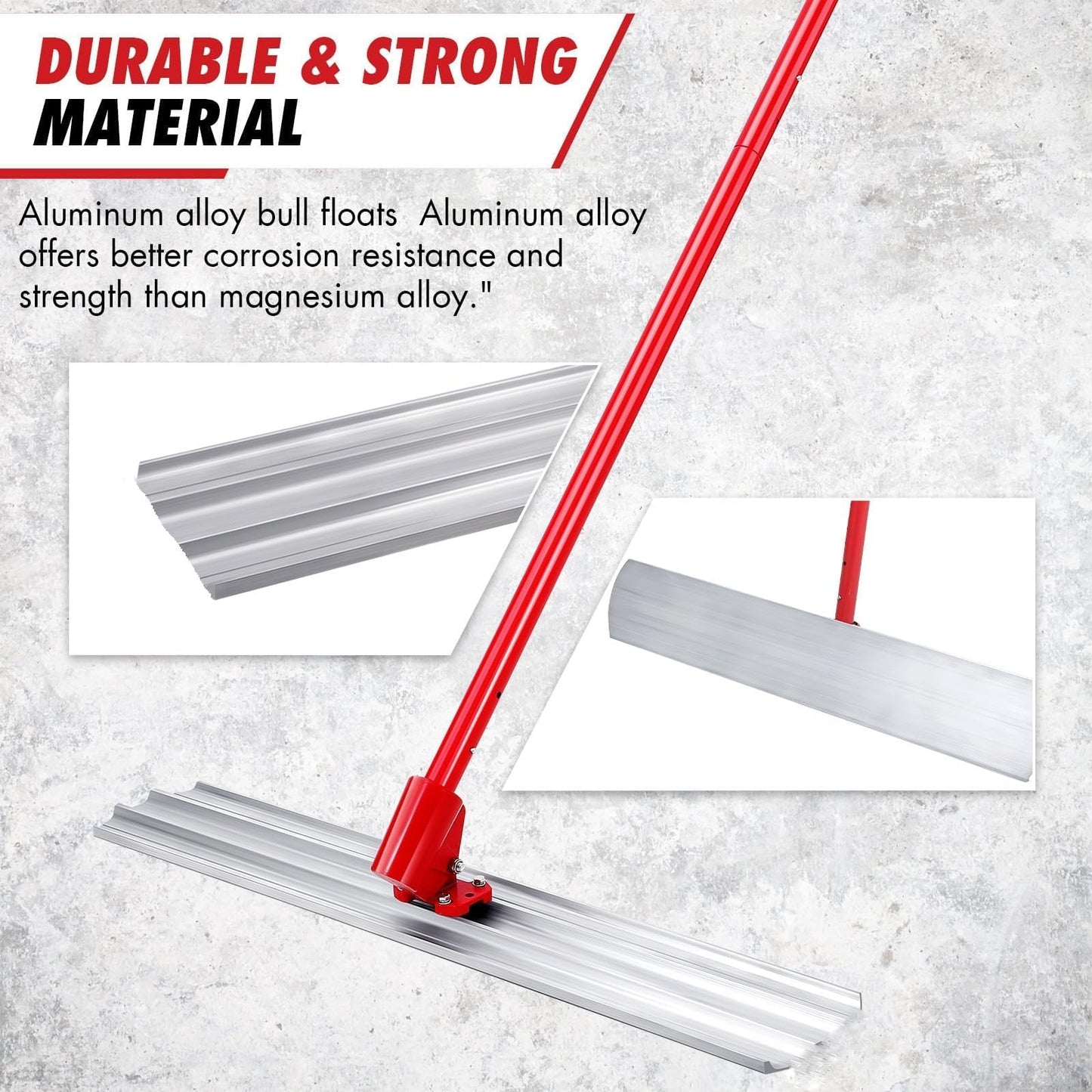 Concrete Bull Float Kit 48x8", Magnesium Square Edge Bull Floats with 47.2" Extendable Handles x 4, Concrete Bull Float Tools for Concrete Finishing