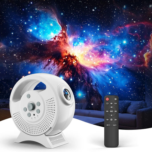 Rossetta 3D Galaxy Projector, 60 Scenes Adjustable Focal Planetarium Projector with Bluetooth Speaker, Timer & Remote Control, Ceiling Projector for Bedroom, Kids Room, Party, Gift for Kids & Adults