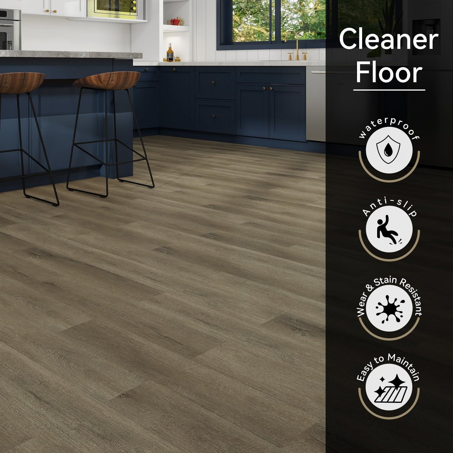 Mysflosy Peel and Stick Floor Tiles, Self-Adhesive Luxury Vinyl Flooring Plank, 6'' x 36'', 36 Pack 54 Sq.Ft, Waterproof DIY Deep Wood Grain Planks Easy to Install for Kitchen, Living Room