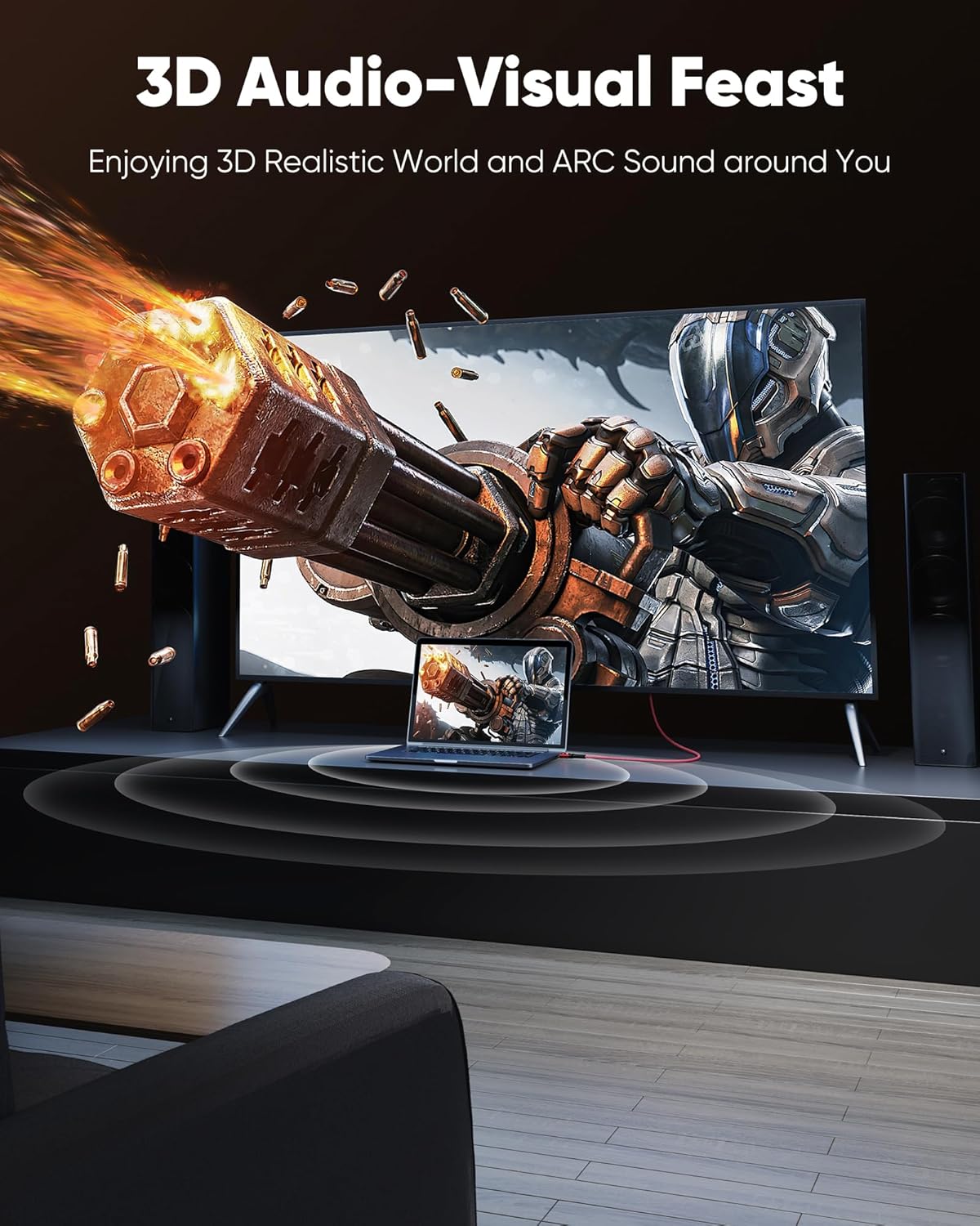 4K 2.0 6.6FT/2m 4K@60Hz 18Gbps 3D, 2.2, PS-5/4/3/4K Highwings HDMI Cable - HDR Braided HDMI Cord, High Speed