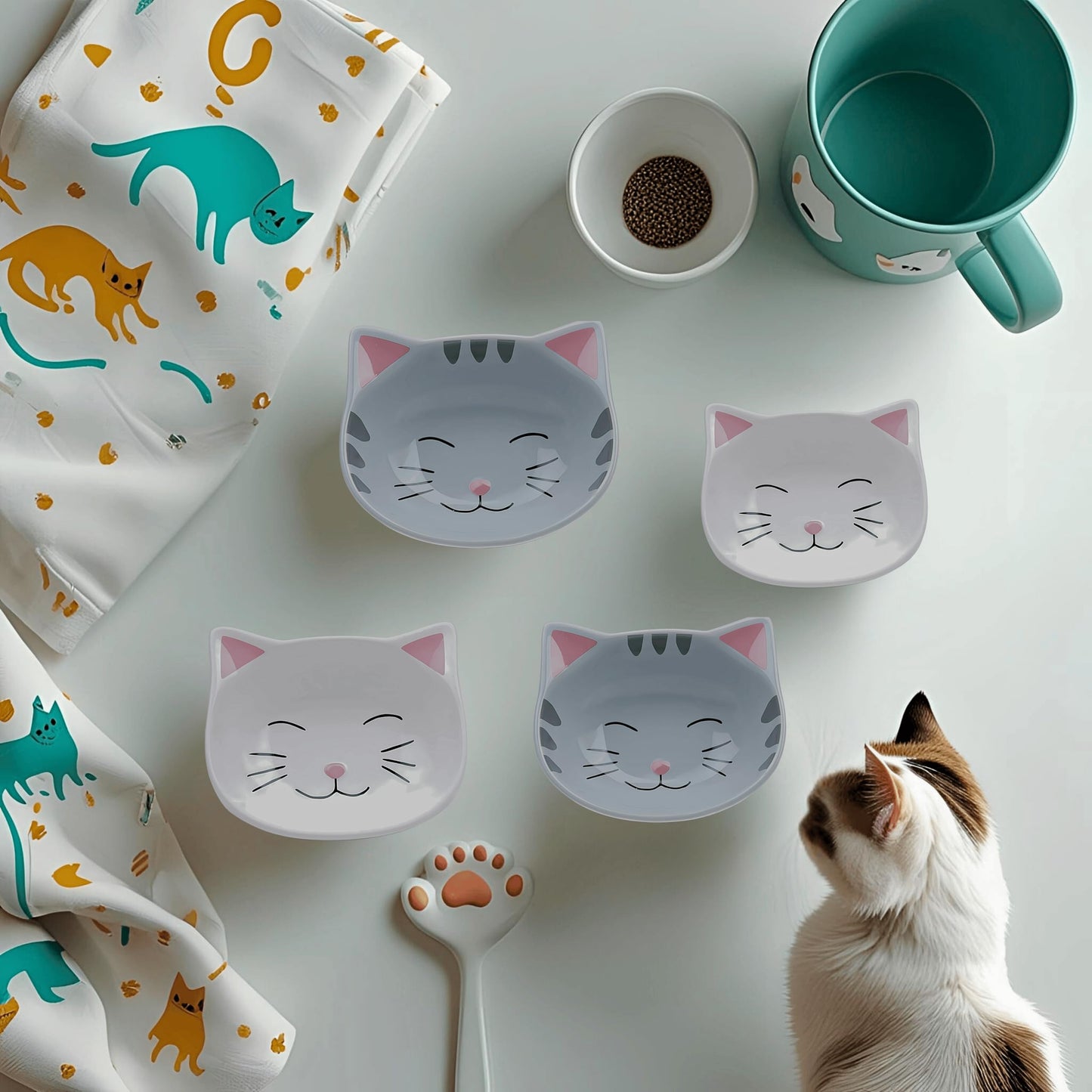 Cat Measuring Cups Set - Novelty Cat Kitchen Accessories & Baking Gifts - Unique Measuring Cups for Stackable & Cute Baking Supplies - Durable, Fun and Decorative Kitty Cup for Cooking (Set of 4)