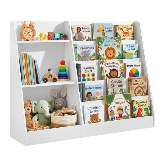 SONGMICS Book and Toy Storage Organizer, 5-Tier Montessori Kids Bookshelf and Toy Storage Shelf, for Children's Room, Reading Nook, 11.8 x 40.8 x 31.5 Inches, Cloud White UGKR077WZ01