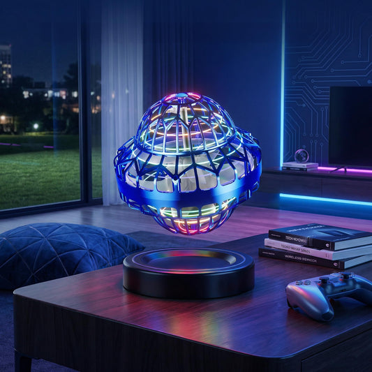 Flying Orb Ball, Hand Controlled Boomerang Hover Ball with RGB Lights, 360° Rotating Mini Drone, Rechargeable Spinner Toy for Ages 6+
