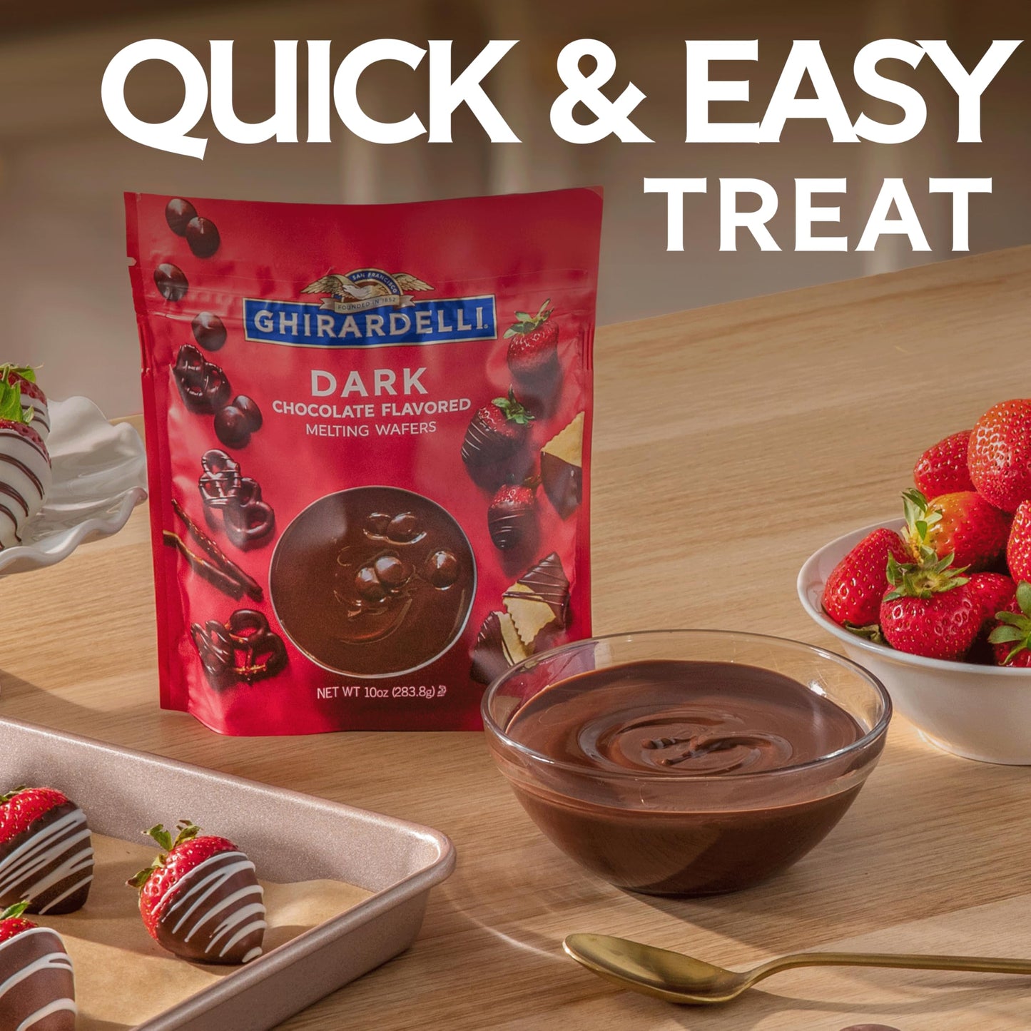 GHIRARDELLI Dark Chocolate Flavored Melting Wafers, 10 oz Bag – Rich Chocolate Candy Melts for Dipping, Coating, Molding & Baking