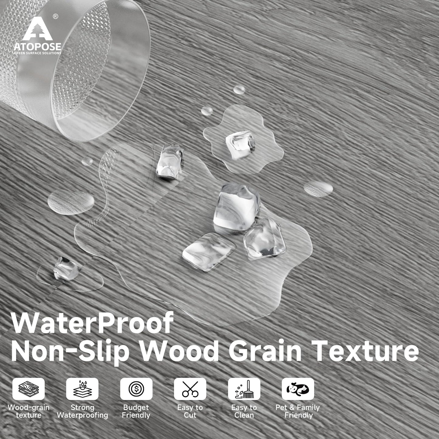 ATOPOSE Peel and Stick Floor Planks Waterproof,Wood Grain Effect Flooring,Dark Grey, 36-Pack 54 sq ft— Easy DIY Install and Transfer Quickly for Kitchen, Bathroom,Bedroom,Other Indoor Spaces