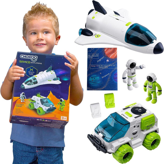 CHUKOO Space Toys for Kids 3 4 5 6 7 8, Rocket Ship Toy for Kids with Solar System mat, Shuttle, Astronaut and Space Rover, Spaceship Toy, Rocketship Toys for Boys 5-8 Playset