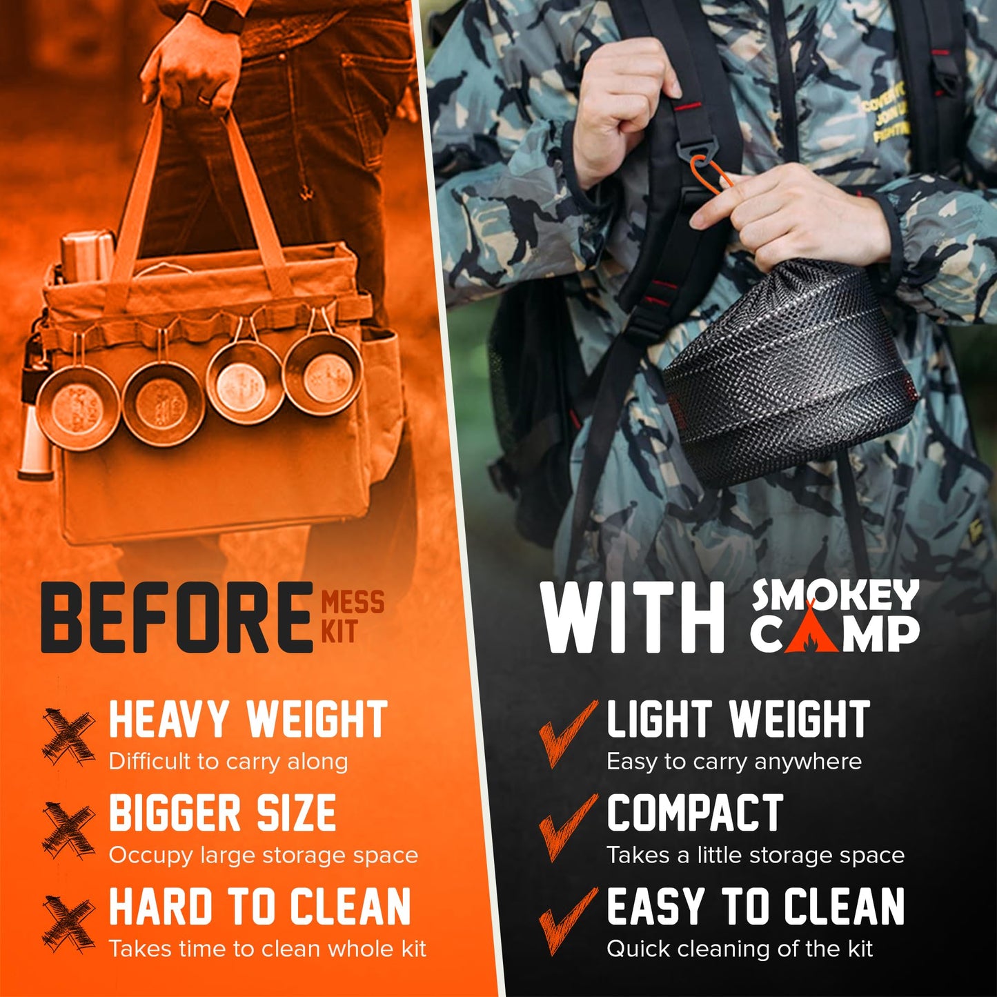 11 Pcs Smokey Camp Backpacking Cooking Set with Stove & Adapter - Pot, Pan, Stove, Cutlery, Compact Camping Cookware Mess Kit for One Person, All in One Non-Stick Camping Cooking Set, Hiking, Picnic
