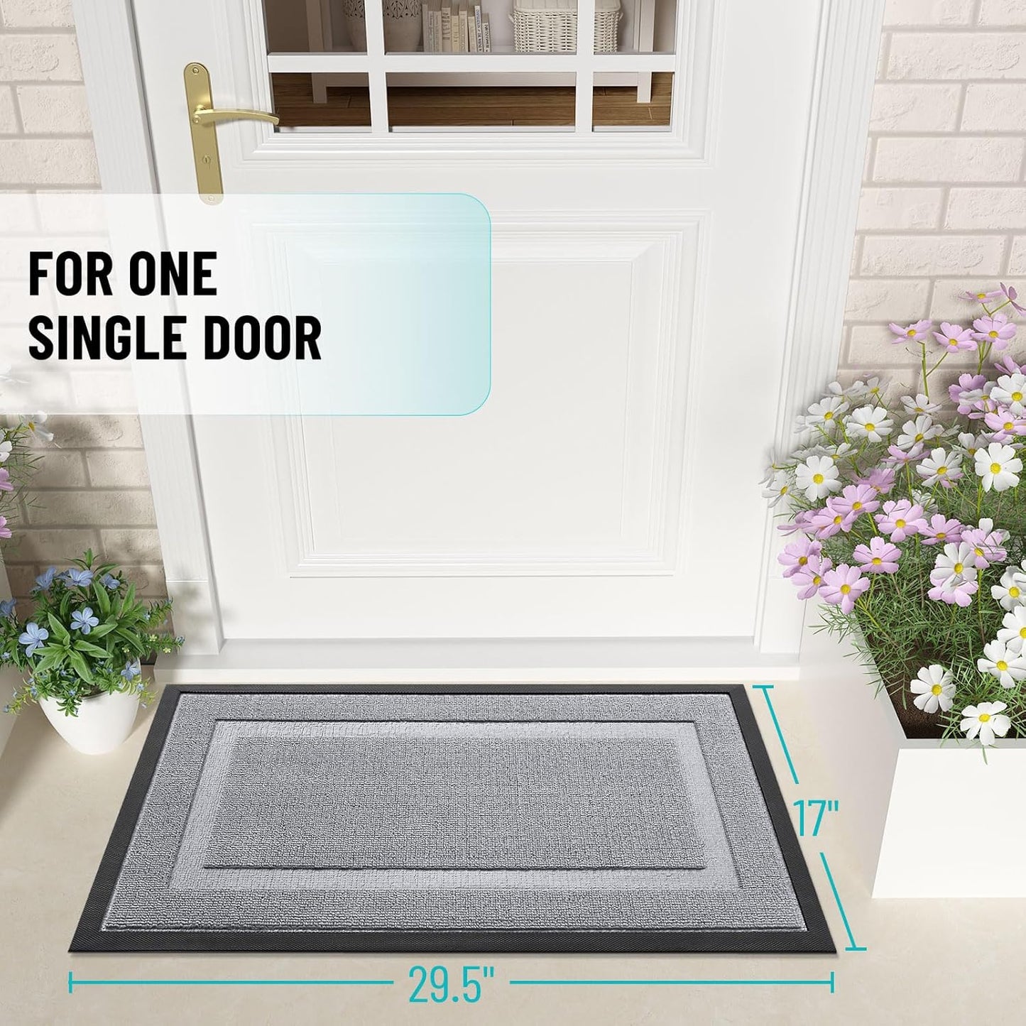 OLANLY Waterproof Front Door Mat - All-Season Indoor/Outdoor Doormat | Sturdy Natural Rubber, 29.5x17, Silver Gray
