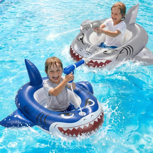 Gleamkid 2PCS Inflatable Pool Floats Kids, Pirate Ship Pool Float with Water Gun, Pool Toys for Kids Ages 4-8, Pool Float Safety Seat Swimming Pool Games for Boys Girls