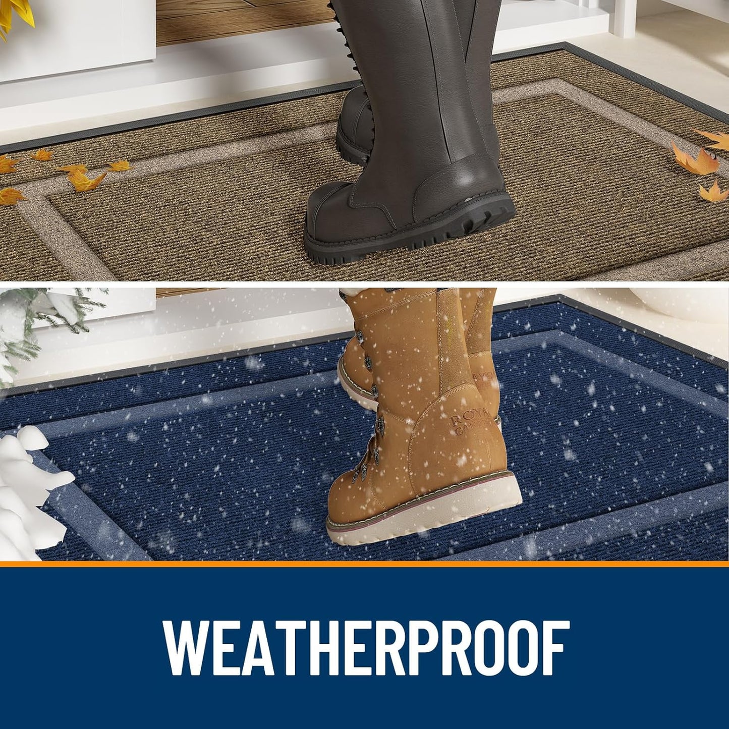 OLANLY Indoor Outdoor Front Door Mat - Waterproof All-Weather Doormat, Easy Clean, 71x23, Classic Green