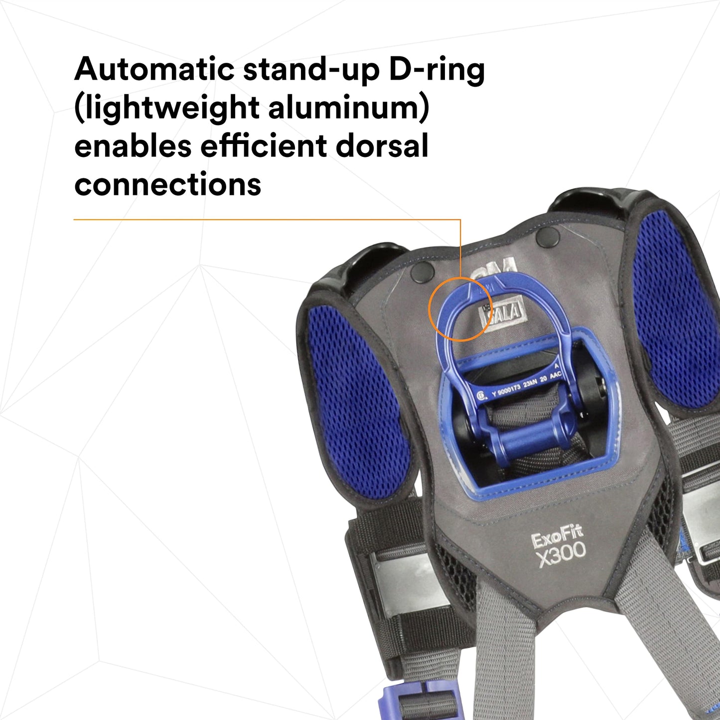 3M 1113130 DBI-SALA ExoFit X300 Comfort Construction Positioning Safety Harness, Construction Fall Protection, Aluminum Back and Hip D-Rings, Auto-Locking Quick Connect Leg and Chest Buckles, X-Large