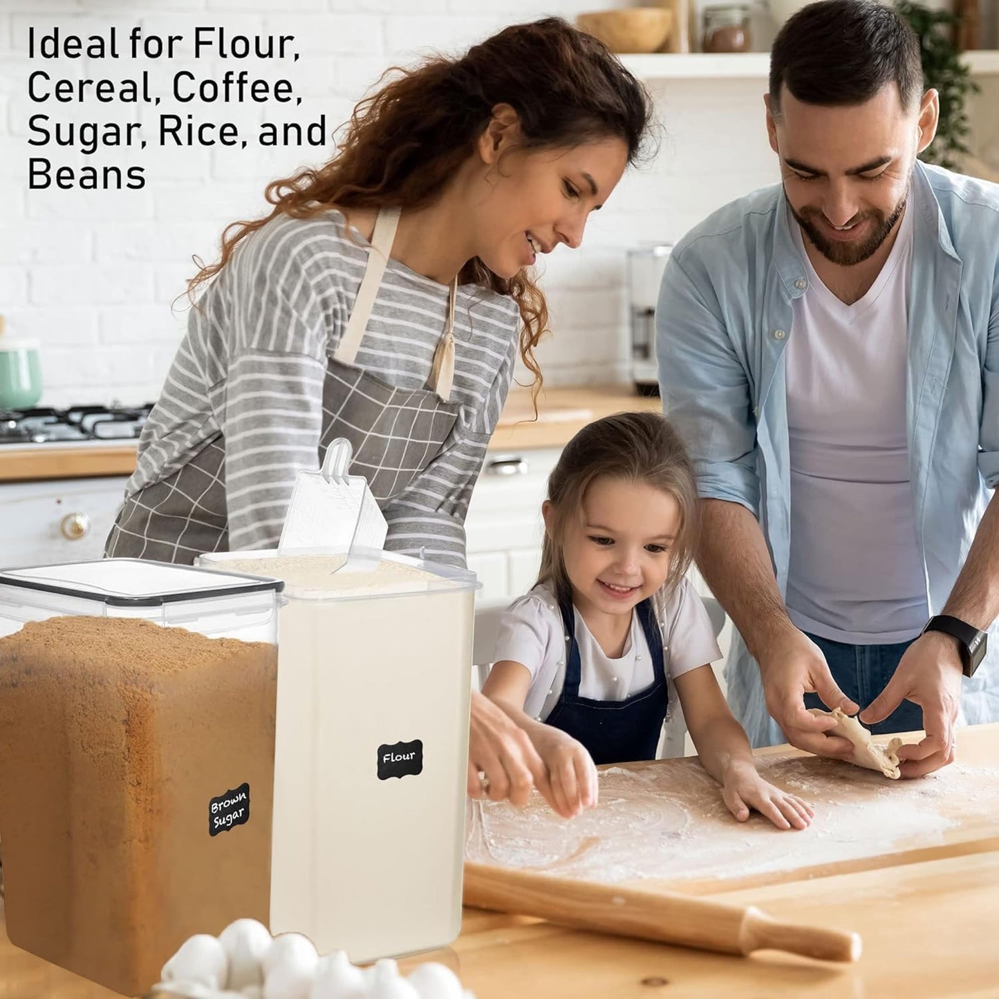 WHITE FEATHER SUPPLIES 8.5L/287Oz Extra Large Airtight Food Storage Containers (2 PC) with Lids, Kitchen and Pantry Organization Containers for Baking Supplies, Cereal, Flour, Sugar, Rice (BPA Free)