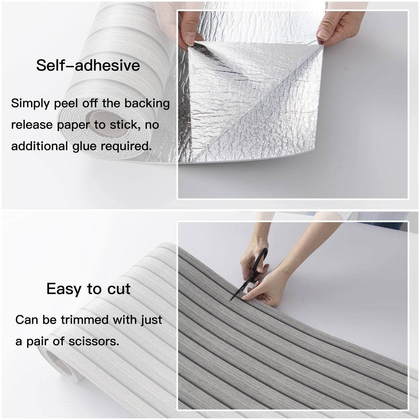 LVSHI Peel and Stick PVC Slat Wall Panels, Wood Grain Self-Adhesive Soundproof Moisture-Resistant Paneling, 3D Faux Wood Panels for Bedroom Bathroom Walls & Ceilings 118"x15.75"(Gray,13Sq.ft)