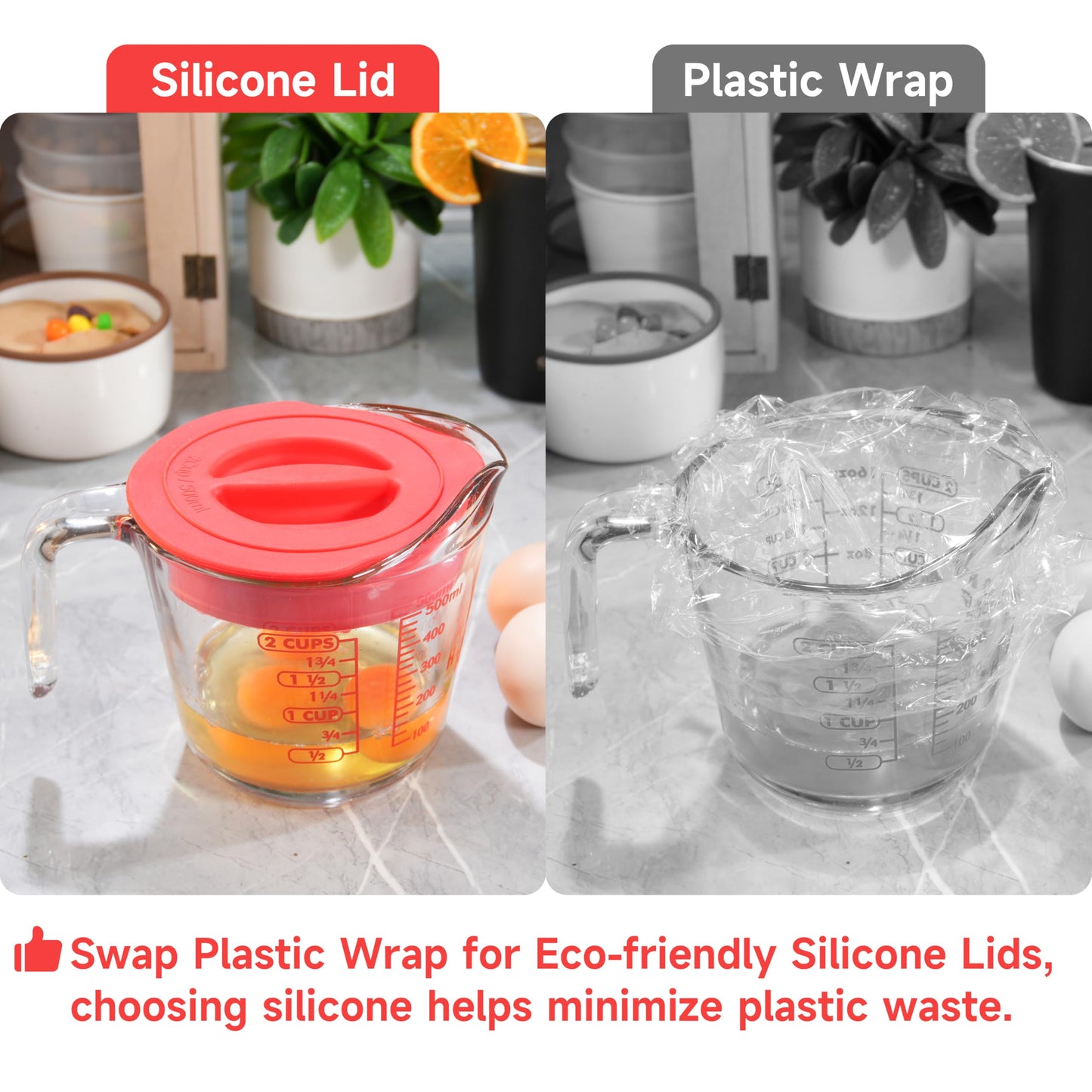 Silicone Replacement Lid Only Fit For Anchor Hocking 2-Cup/500 ML Glass Measuring Cup, Reusable & Durable, Dishwasher, Microwave Safe (Cup not Included)