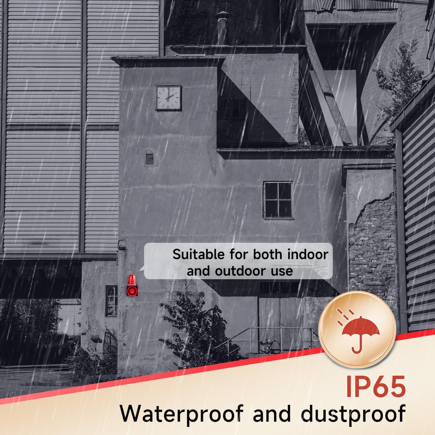 EOKHEOY Outdoor Security Siren Alarm 1.24 Mile Range Wireless 120dB Loud Waterproof Emergency Alarms with Strobe Light Adjustable Siren Sounds AC110-120V