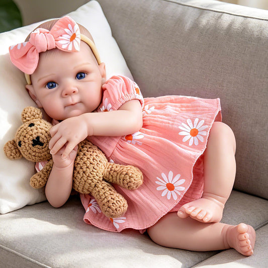 Aori Lifelike Reborn Baby Dolls Girl 20 inches - Realistic Newborn Doll with Soft Cloth Body and Feeding Toy Set, Gift for Seniors, Collectors and Kids 3+