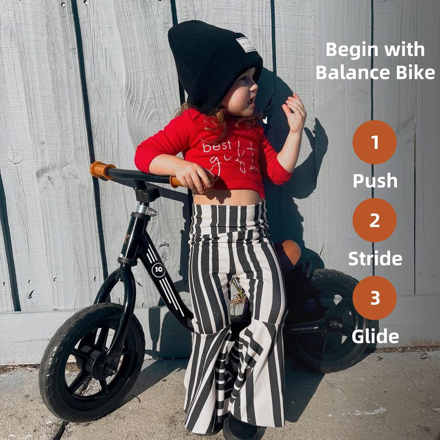 JOYSTAR 10 Inch Toddler Balance Bike 2 Year Old Push Bicycle with Footrest Glider Bikes Toddler Bike No Pedal Bicycle for Baby Birthday Gifts for 2-4 Boys Black