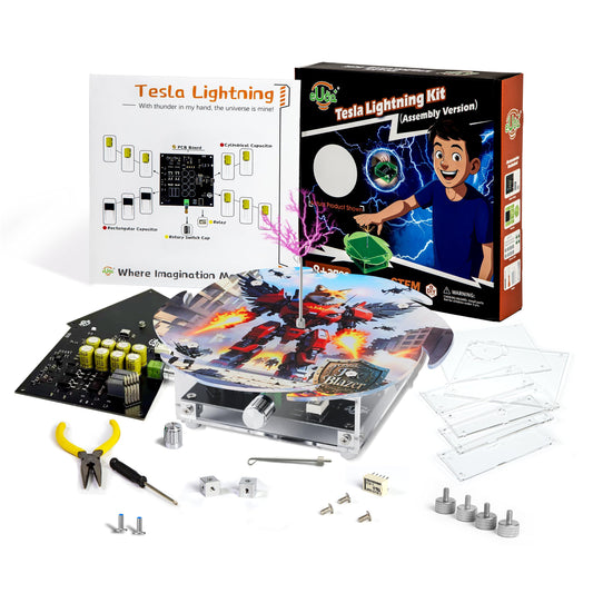 eUda+ STEM Tesla Lightning Kit for Ages 8+ Stem Projects for Kids Ages 8-12 Teen Gift for Boys Girls 13-17 Science Kit for Kids 12-15 Tesla Coil Kit Build Your Own (Assembly Version, FWFB)