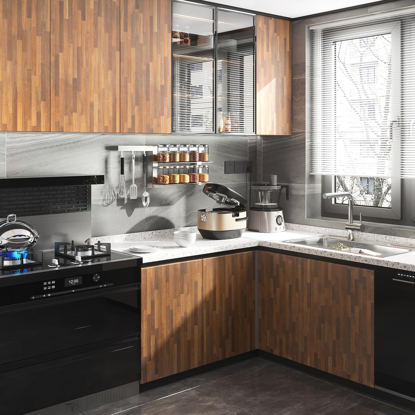 FunStick Thick Butcher Block Contact Paper for Countertops Waterproof Self Adhesive Brown Wood Wallpaper Peel and Stick Wood Grain Contact Paper Removable Wood Wallpaper for Table Cabinets 12"x200"