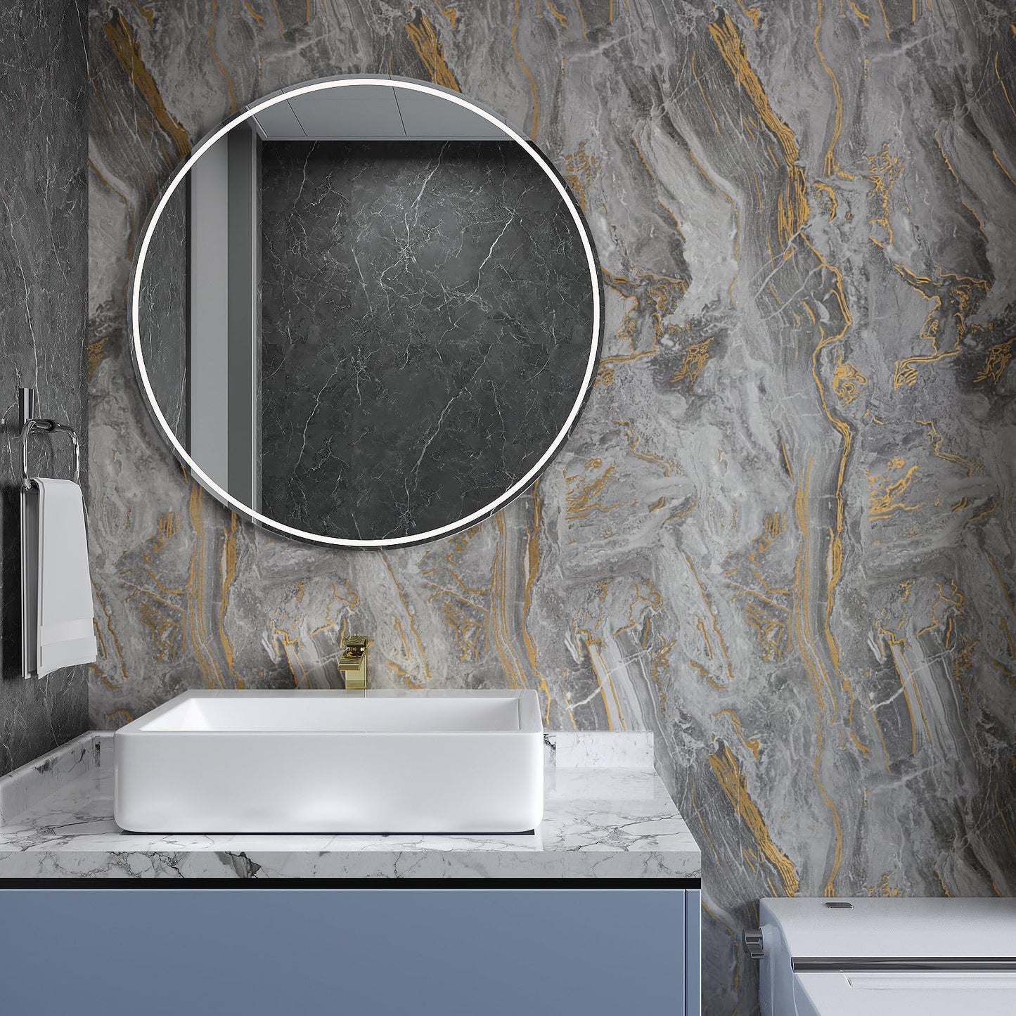 VaryPaper 15.7''x78.7'' Matte Marble Countertop Contact Paper Waterproof Grey Marble Wallpaper Peel and Stick Counter Top Covers for Kitchen Removable Self Adhesive Marble Vinyl for Table Desk Shelves