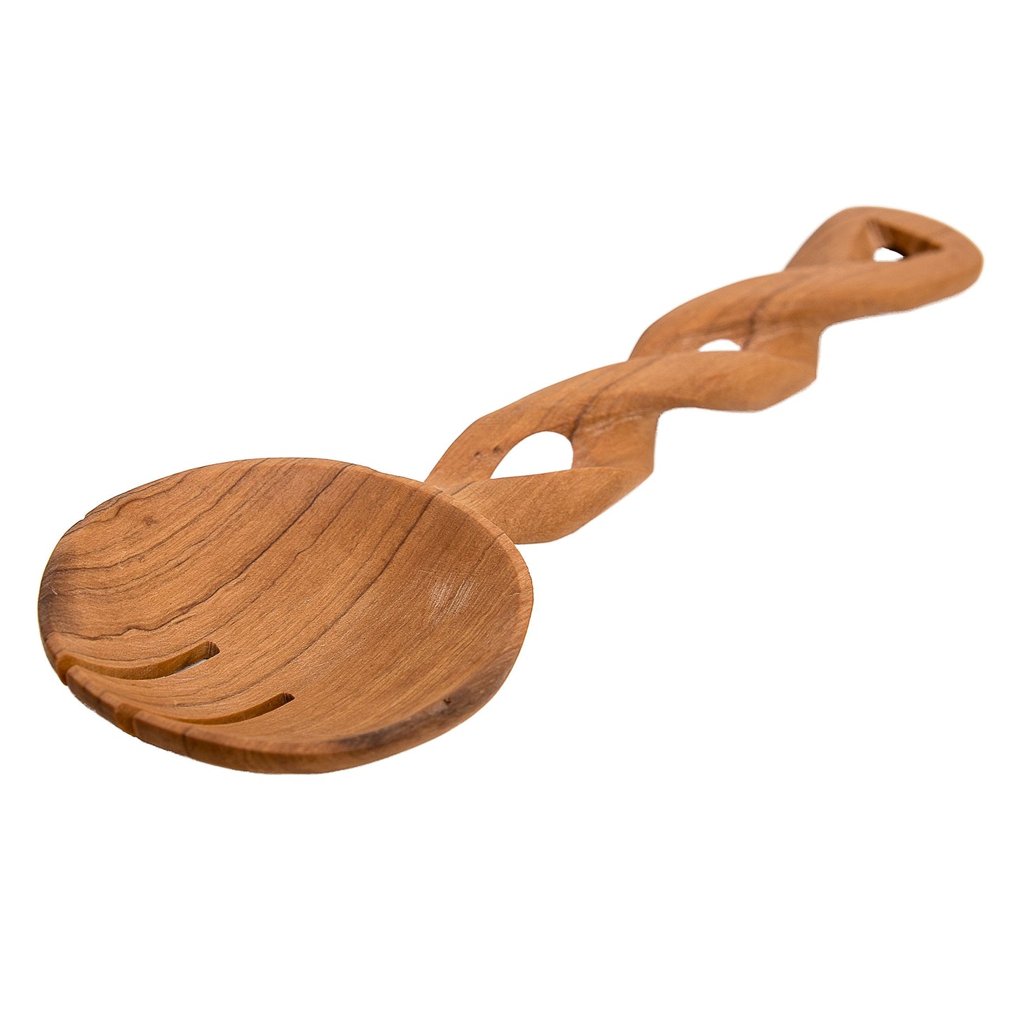 Handmade Large Olive Wood Salad Server Set – 2 Piece Wooden Fair Trade Twisted Salad Servers in an Eco-friendly Gift Bag - Uniquely Designed & Skilfully Crafted in Kenya by African Inspired Design