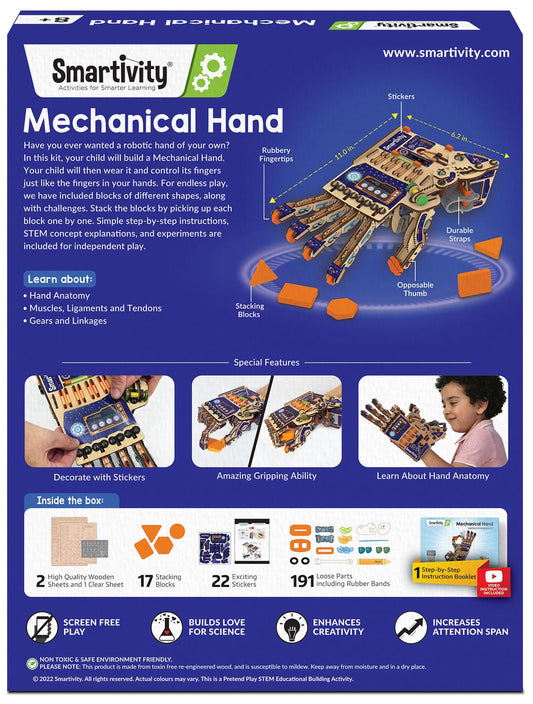 Smartivity DIY Robotic Mechanical Hand STEM Toy for Kids 8-14 Years Old | Parents Choice Award Winner I Birthday Gift for Kids | Engineering Kit for 8, 9, 10, 11, 12, 13, 14 Years Old Boys & Girls
