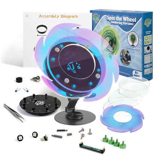 eUda+ STEM Electronic Lucky Wheel for 8-12 12-17 Stem Toys for Ages 8-13 Stem Games for Kids Ages 10-14 Build Toys for Teenage Boys 14-16 Unique Birthday Gifts Prize Wheel (Assembly Version, FWPC)