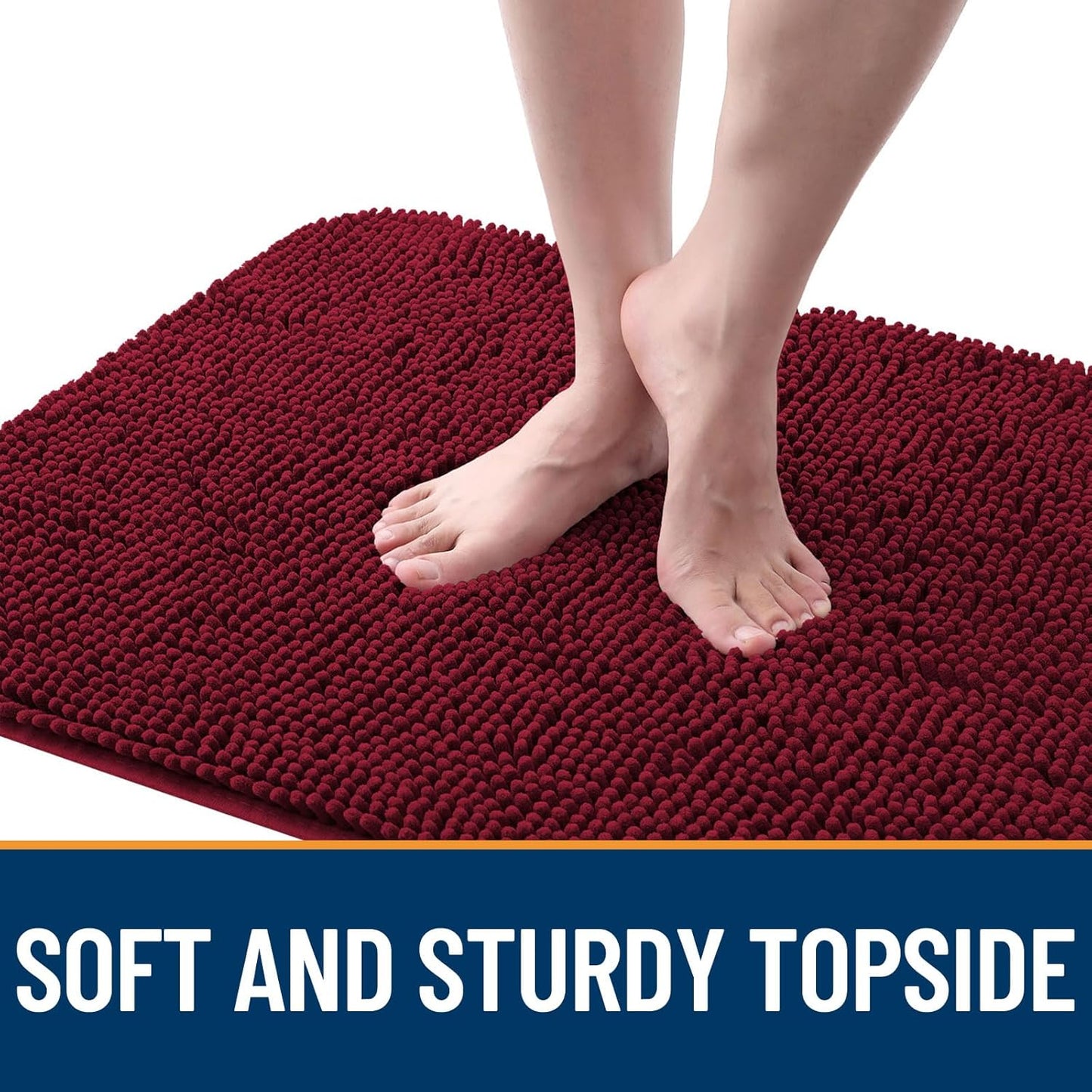 OLANLY Dog Door Mat - Absorbent Non-Slip Chenille Mud Mat for Muddy Paws | 50x30, Burgundy