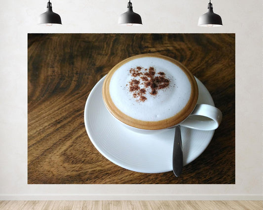 TryKid 10x8ft Cozy Cappuccino Coffee Backdrop Creamy Foam Cocoa Dusting Wooden Table Surface Photography Background