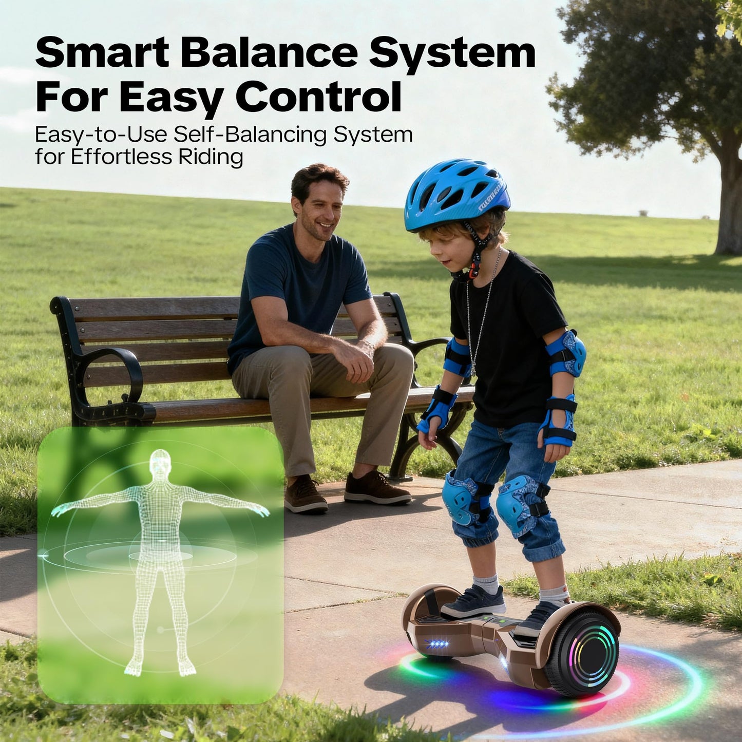 XERATH All Terrain hoverboards for a 7-12 year old,electric scooter with Bluetooth Speaker,self balancing scooters with 6.5 inch LED Wheels&Science Fiction Design (Rose)