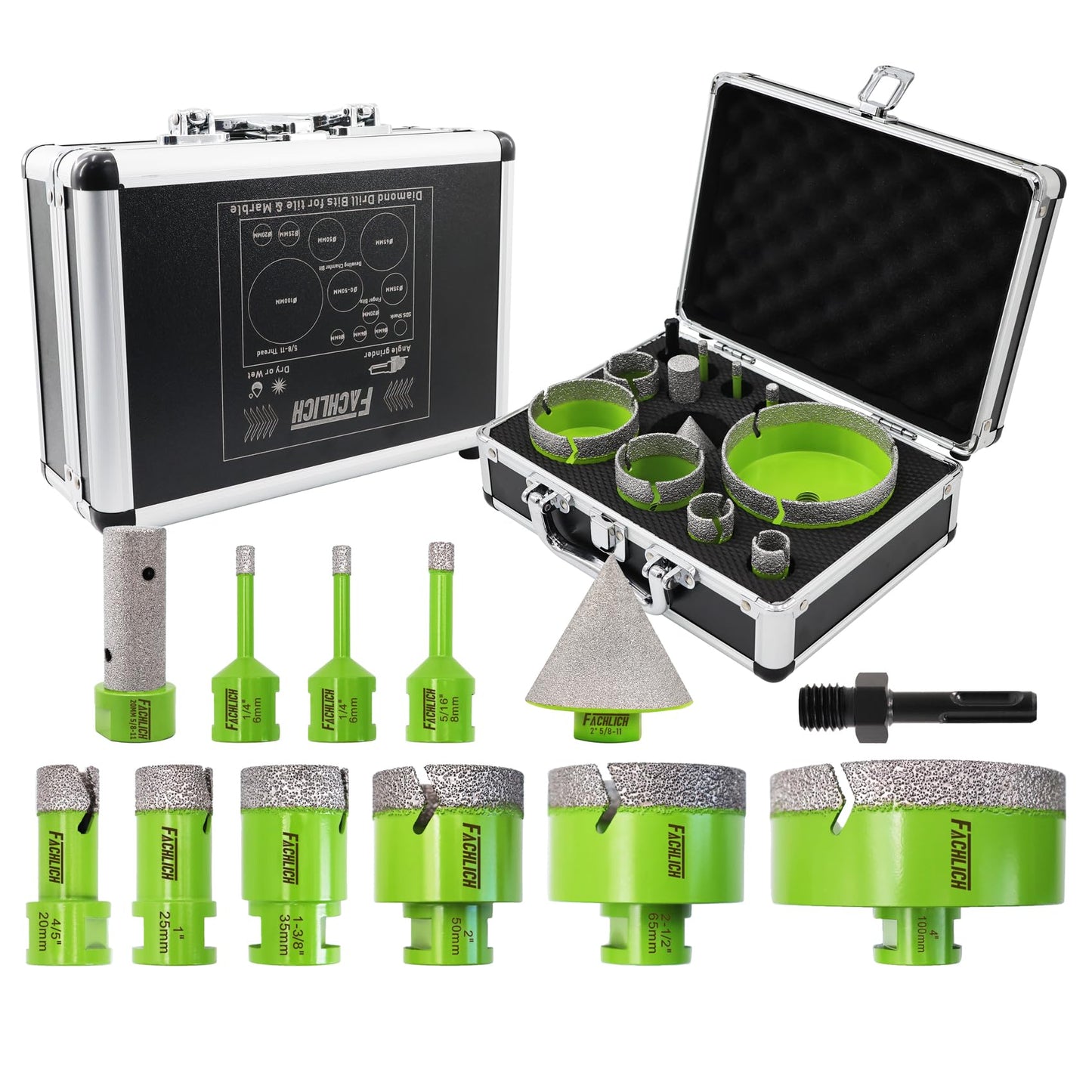 FACHLICH Diamond Porcelain Saw Blade and Diamond Tile Hole Saw Kit - FACHLICH from 1/4" to 4" Porcelain Ceramic Tile Diamond Core Drill Bits Set