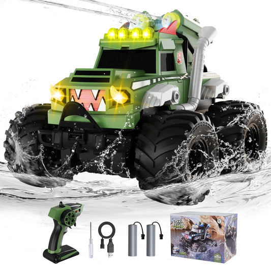 UFOLED Remote Control Car, Waterproof Monster Truck Toys RC Cars for Boys, 1:18 Amphibious 4WD All Terrain Off-Road Pickup Toy Trucks, Christmas Birthday Gift Boys Girls Kids Ages 6 7 8-12 Years Old