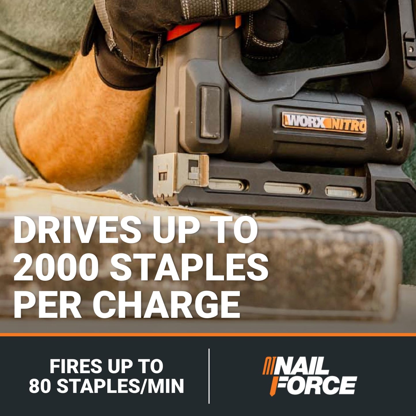 Worx Nitro WX843L 20V Power Share 3/8" Cordless Crown Stapler