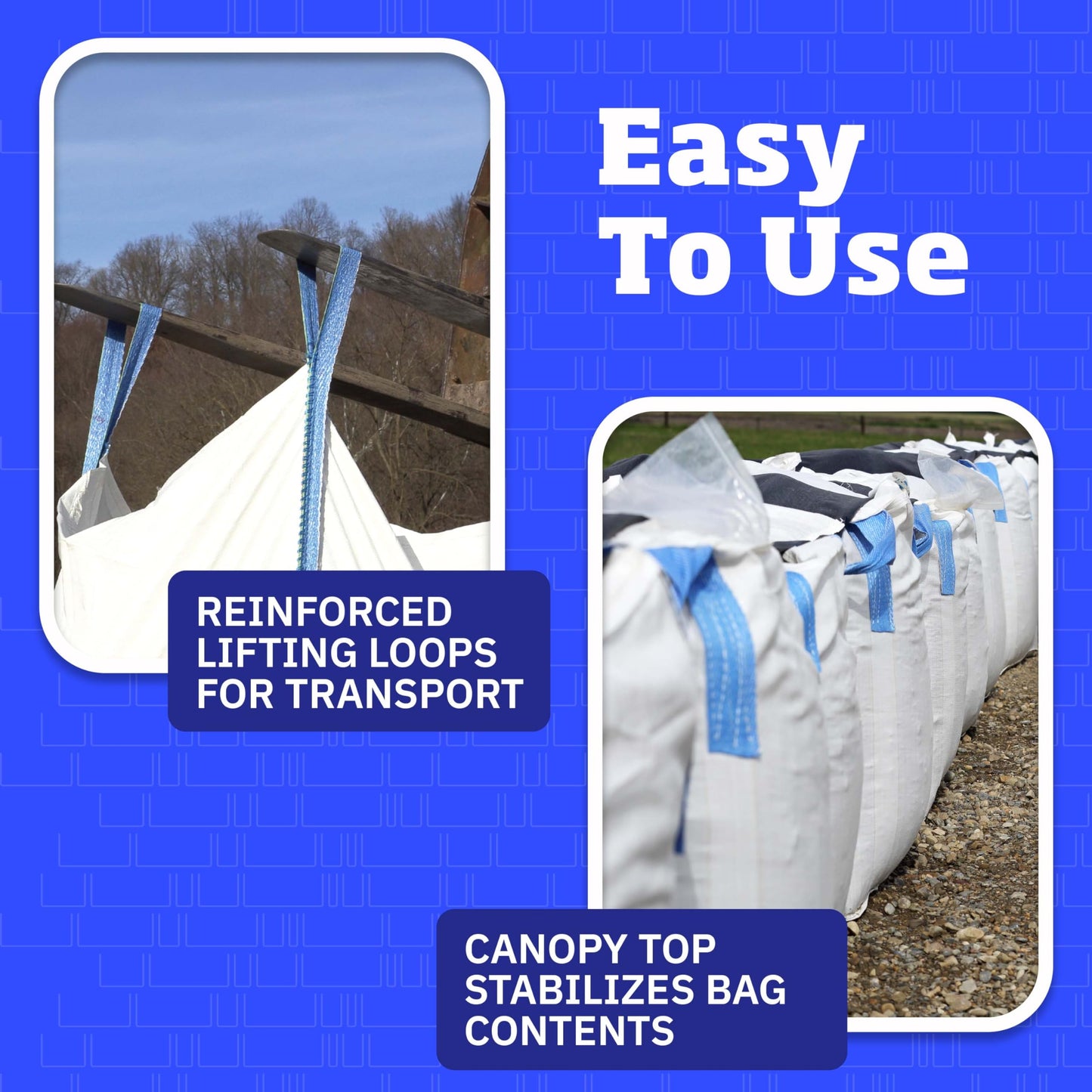 DURASACK Heavy Duty Builder's Bulk Bags 200-Gallon White Woven Polypropylene Contractor Trash Bags for Demo and Construction, Holds up to 2200 lbs, Open Top