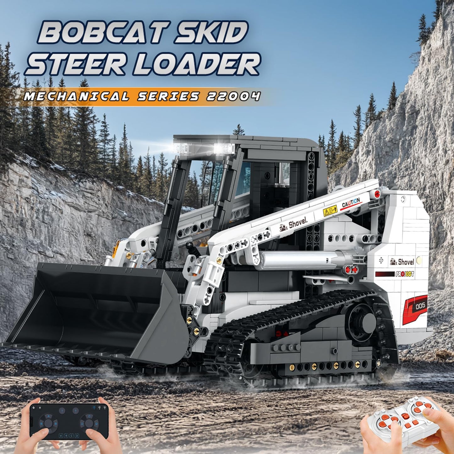 Reobrix Bobcat Skid Steer Loader Building Block Set,APP Remote RC Control Loader Vehicle Construction Toy with 2.4GHz Multi-Player Mode 22004,Vehicles Gift for Kids and Collectors,1227 PCS
