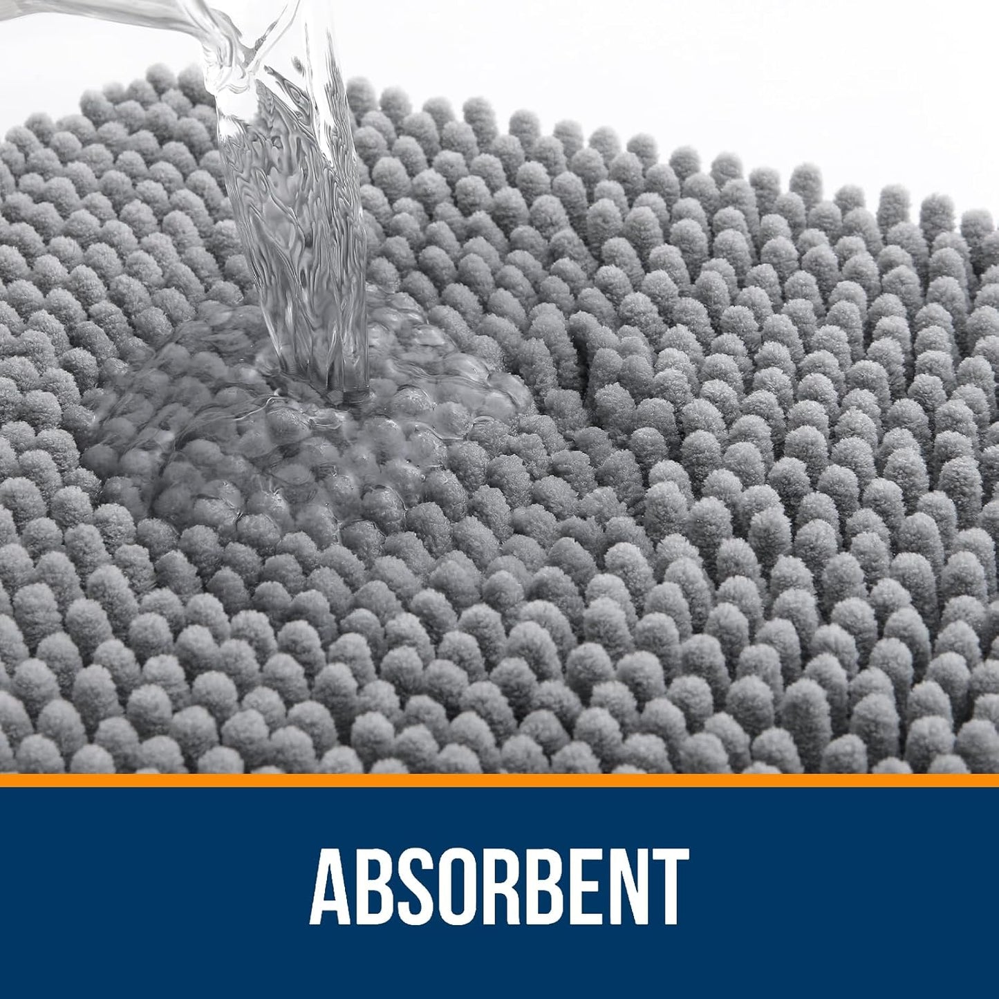 OLANLY Bathroom Rugs - Extra Soft Chenille Bath Mats | Quick Dry, Machine Washable, 30x18, Grey