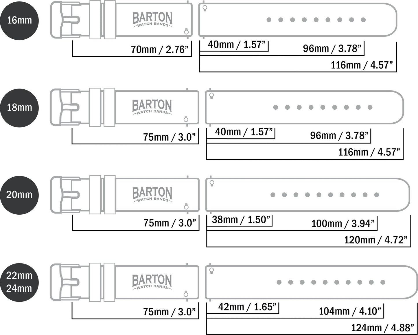 BARTON WATCH BANDS Quick Release Top Grain Leather Watch Band Strap, Black Leather/Red Stitching (Black Buckle), 20mm