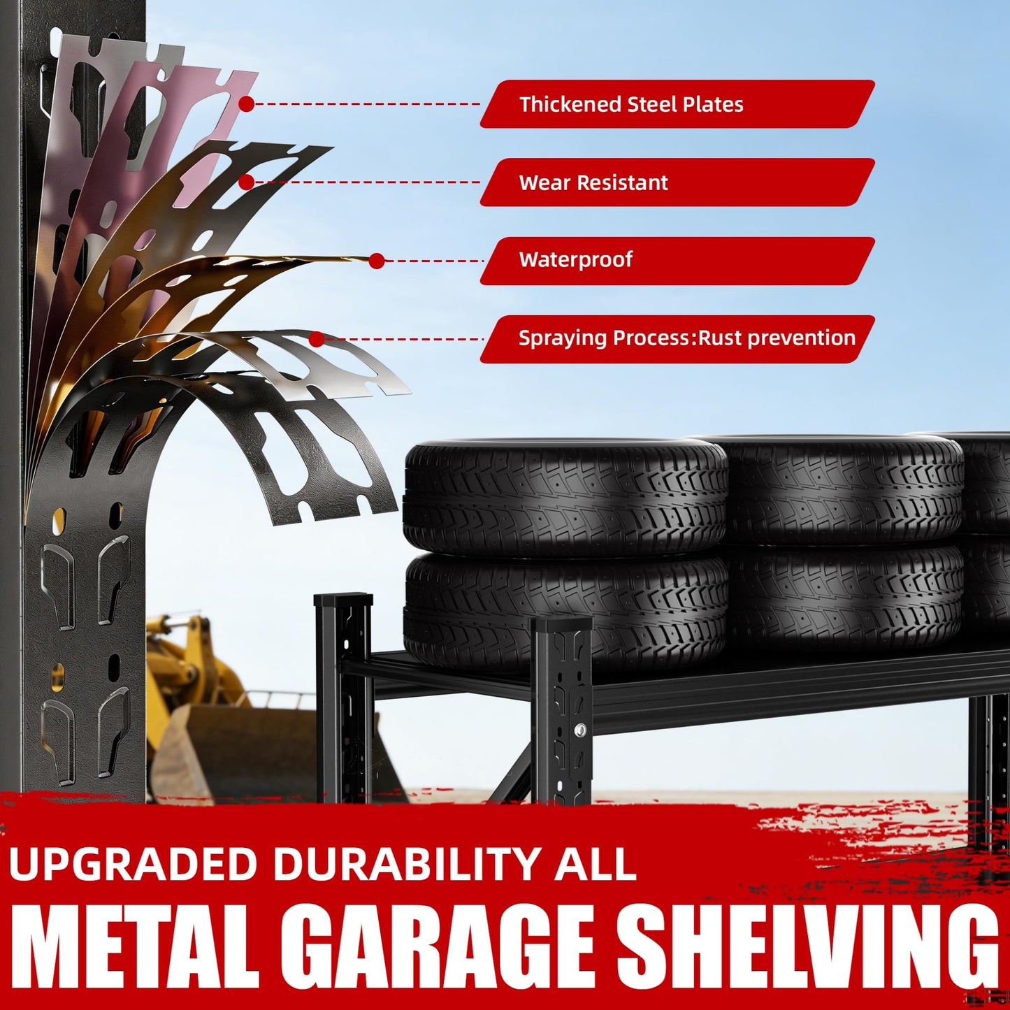 Lionhon Heavy Duty Garage Shelving, 70" W x 23" D x 69" H, 5000 LBS Capacity, 4-Tier Adjustable Metal Storage Shelves, Reinforced Steel Storage Rack for Warehouse, Basement, Workshop