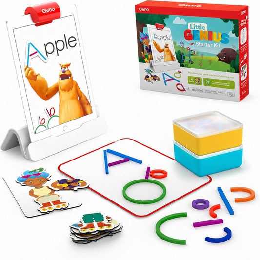 Osmo - Little Genius Starter Kit for iPad - 4 Hands-On Learning Games - Ages 3-5 - Problem Solving, Phonics & Creativity (Osmo iPad Base Included), Multicolor