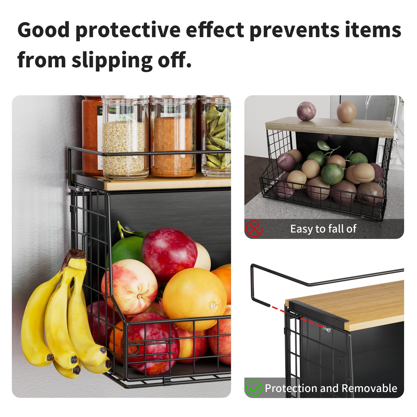 TIDIIABODE Magnetic Shelf for Fridge, Large Container Magnetic Spice Rack for Refrigerator, Fruit Potato and Onion Storage Bins, Magnetic Basket with Wood Lid, Kitchen Counter, Cabinet