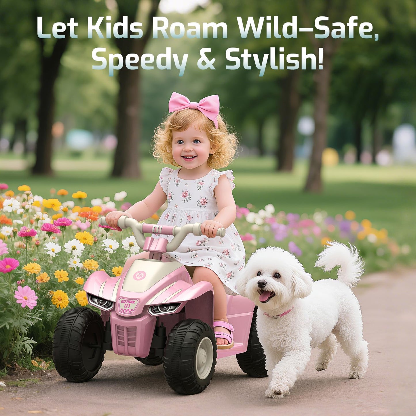 Gotrax RT1 Ride on Toys for Toddlers 1.5-4, Safe 12V Lead-acid Battery up to 80 Minutes, Forward/Reverse 2 Gears, Max 1.5MPH Speed&8" Big Tire, Electric Vehicle ATV Car Best Gift for Age1.5–4 Boy Girl