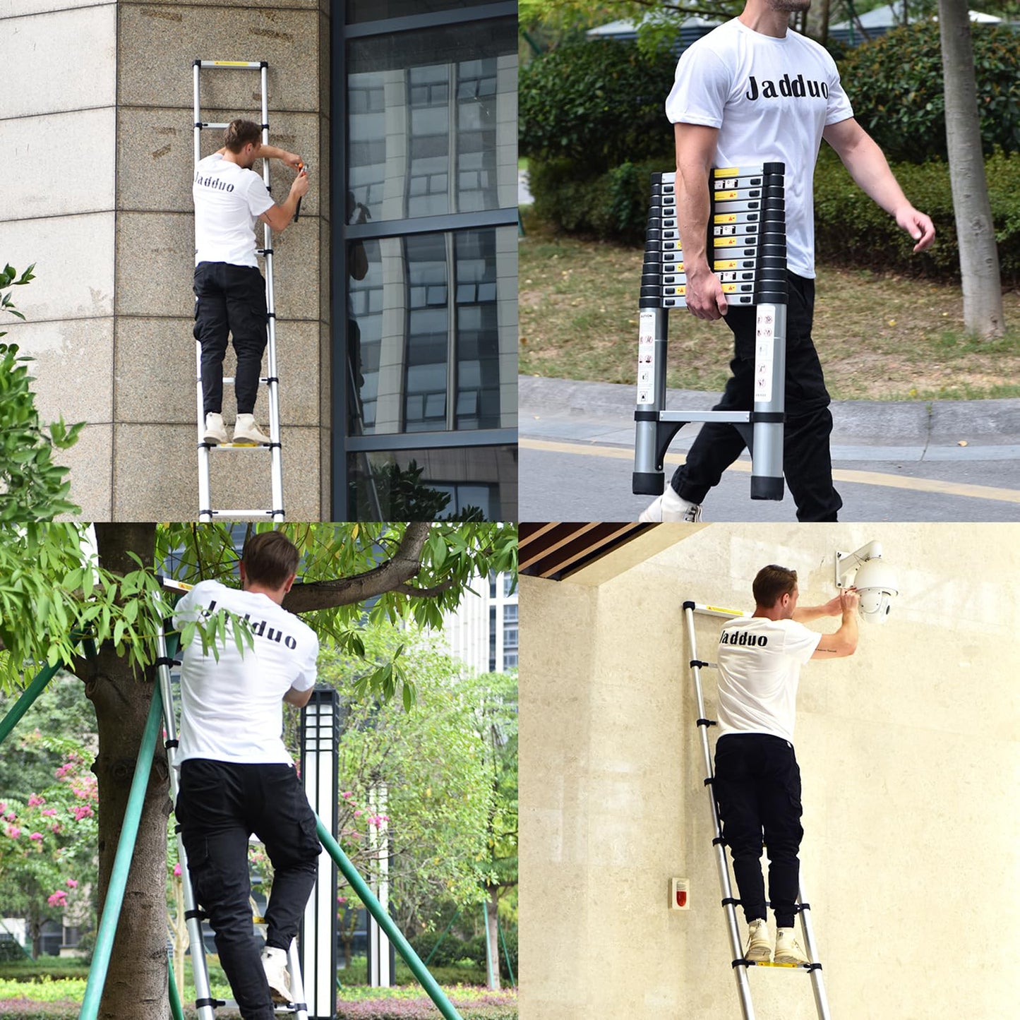JADDUO Telescoping Ladder 10.5 FT, 330LBS Heavy Duty, Silver