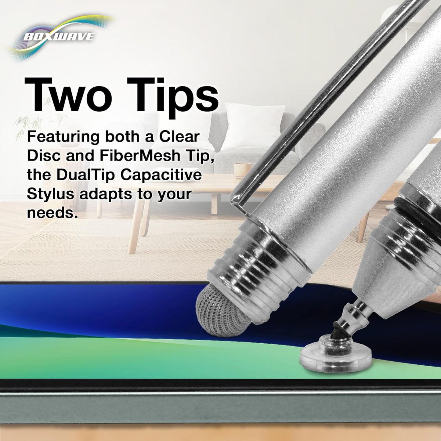 BoxWave (11.0 Stylus Pen Compatible with Lenovo Idea Tab in) - DualTip Capacitive Stylus, Fiber Tip Disc Tip Capacitive