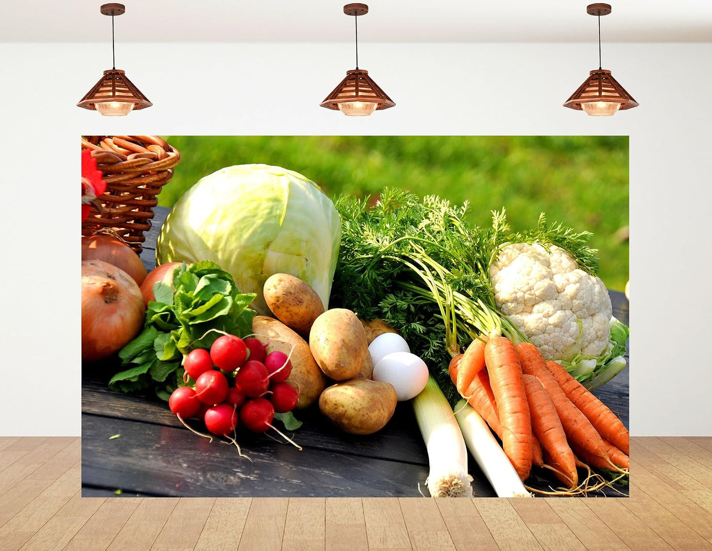 KeyWork 8x8ft Fresh Vegetable Backdrop Assorted Produce Photography Background for Party Farm to Table Themed