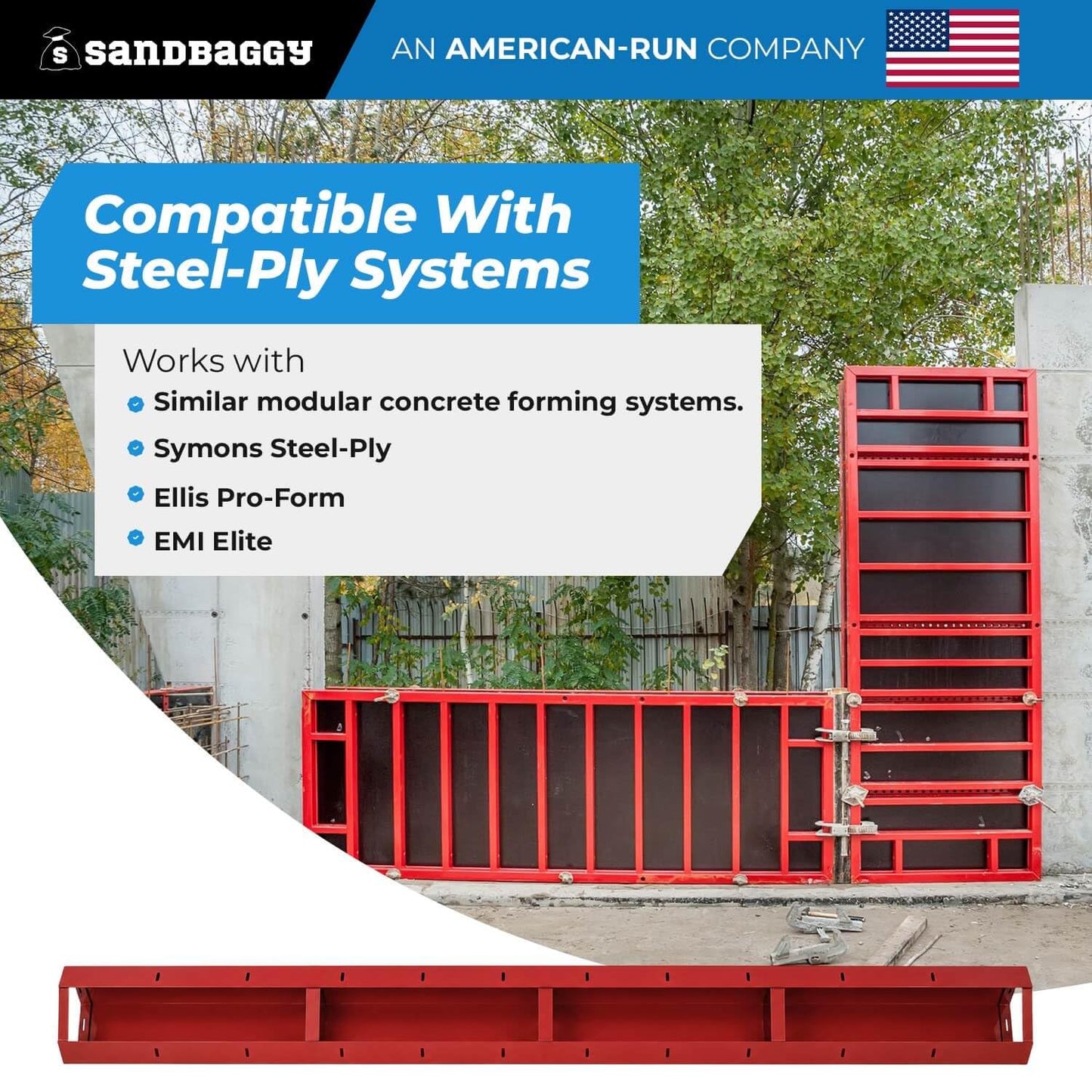 6" x 6" x 8 ft Inside Corners for Steel-Ply Concrete Forms - Sandbaggy (70, 6" x 6" x 8 ft)