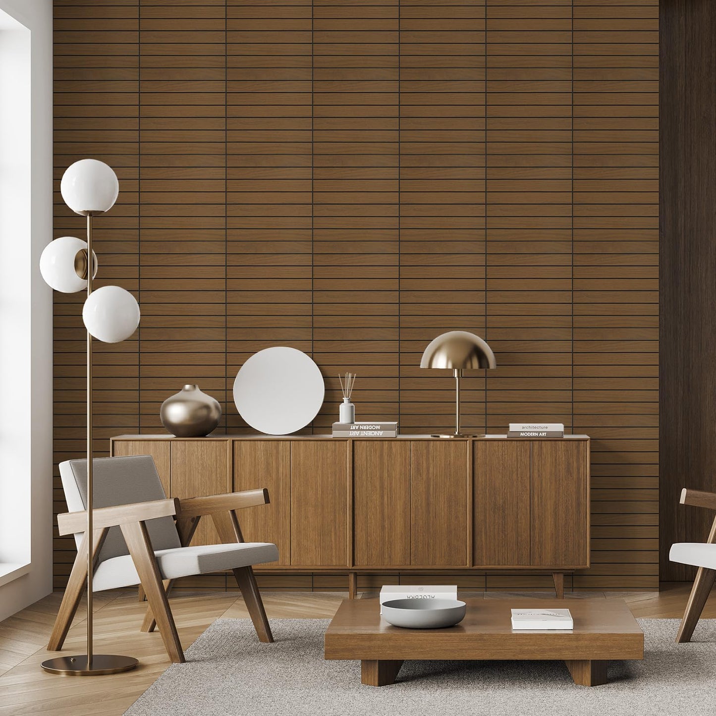 WADILE Peel and Stick Wood Slat Wall Panels 12"x12" (30×30cm) Decorative PVC Soundproof Self-Adhesive for Living Room Bedroom Accent Wall – 10 Pack