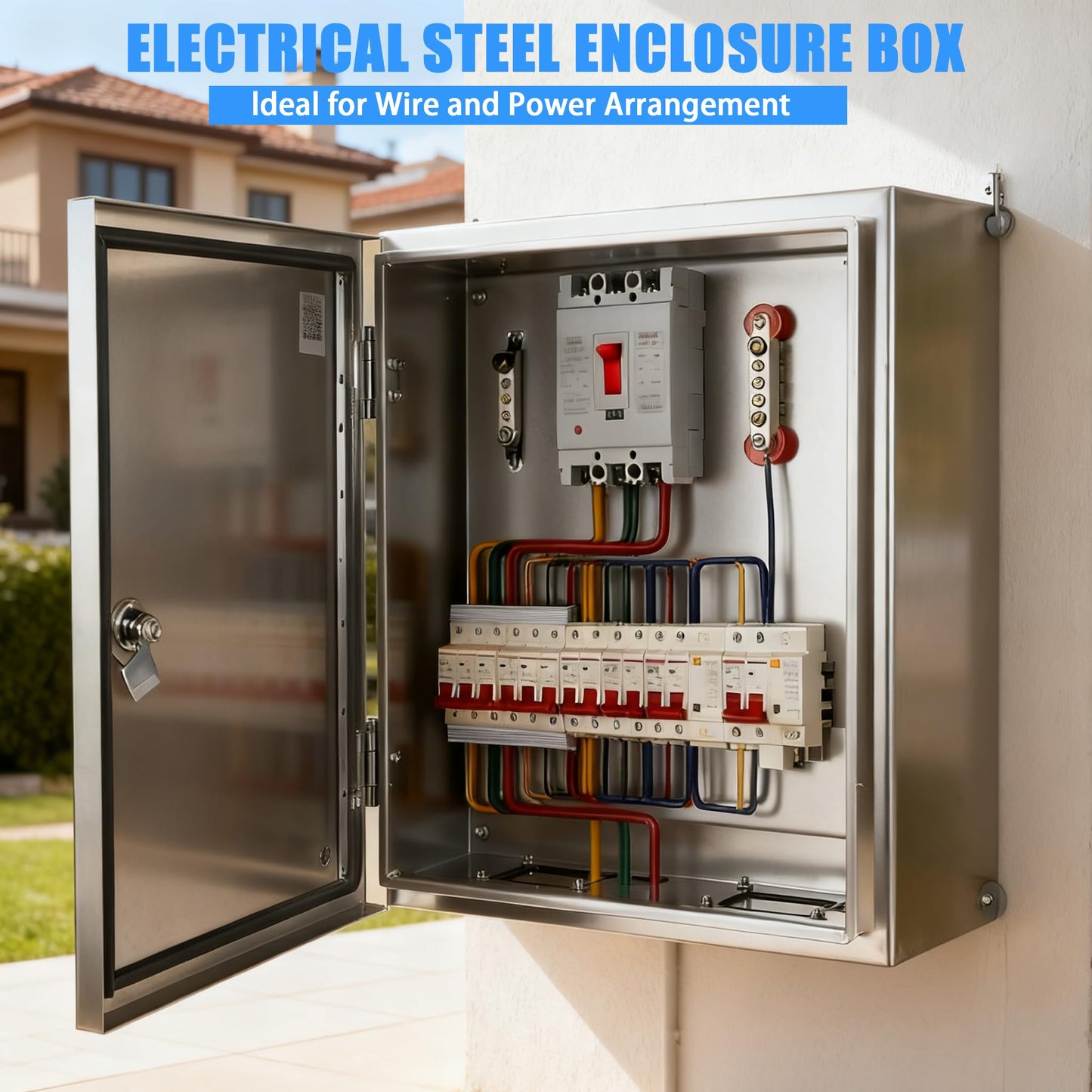 YcXingnon Electrical Enclosure 16x16x8, 304 Stainless Steel Enclosure IP66 Waterproof and Dustproof Metal Electrical Box Indoor and External Wall Hanging